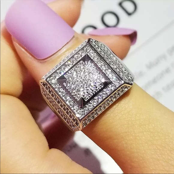 NEW* silver solitaire bling cuban Gotti Rock Ring - Picture 2 of 3